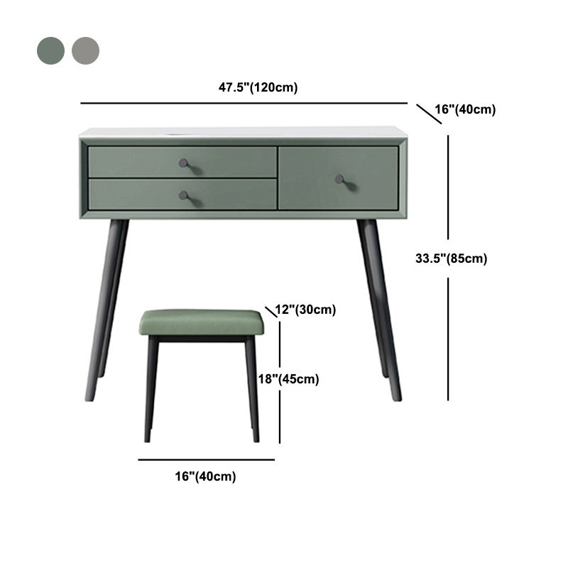 Contemporary Wood Vanity Makeup Table Set 3 Drawer Dressing Table