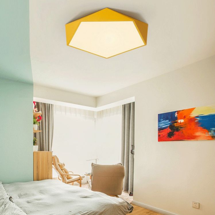 Acrylic Macaron LED Flush Mount Ceiling Light in Modern Singularity Wrought Iron Geometric Ceiling Fixture for Bedroom