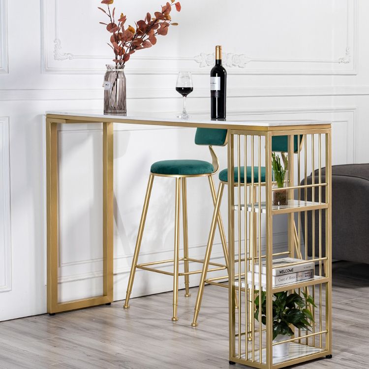 Modern 1/3 Pieces Bar Table Set Rectangle Stone Counter Table with High Stools for Cafe