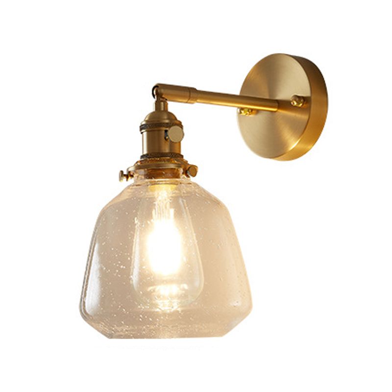 Nordic Style Brass Wall Light Bowl Shape Wall Sconce with Glass for Bedroom
