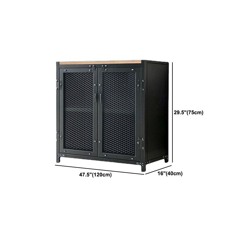 29.5" Tall Metal Accent Cabinet Industrial 2 - Door Chest with Wood Top