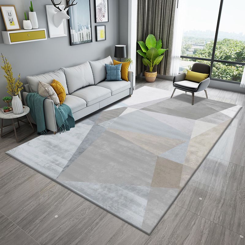 Light Brown Modern Rug Polyester Line Rug Washable Rug for Drawing Room