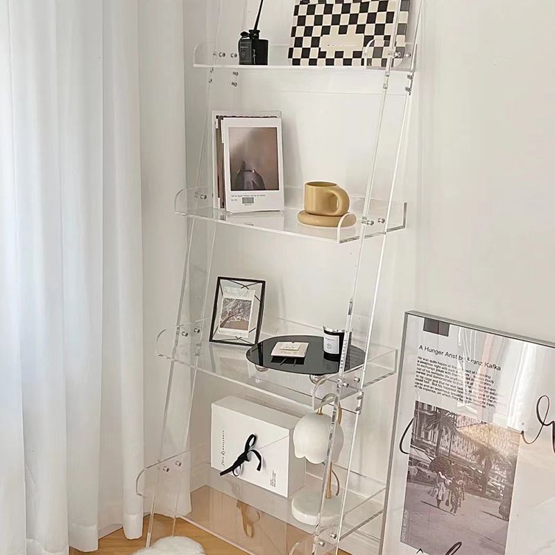 Ladder Open Back Standard Bookshelf Acrylic Modern Style Bookcase