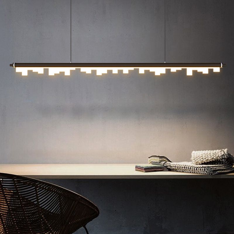 Idee di illuminazione dell'isola lineare moderna lampadario metallo 1 luci isola luminosa per sala da pranzo