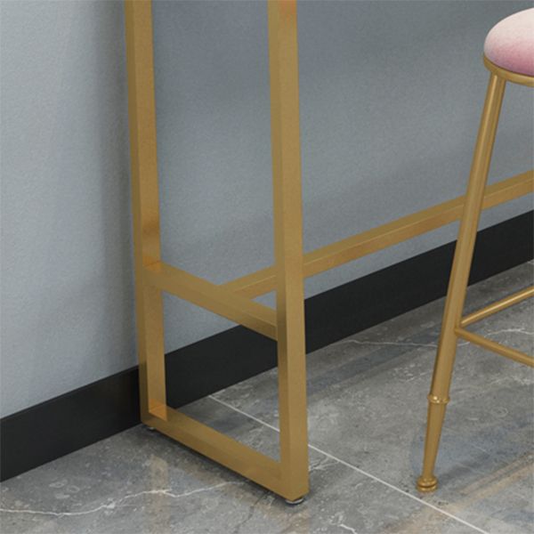 Glam Rectangle Counter Table White and Gold Trestle Stone Dinette Table