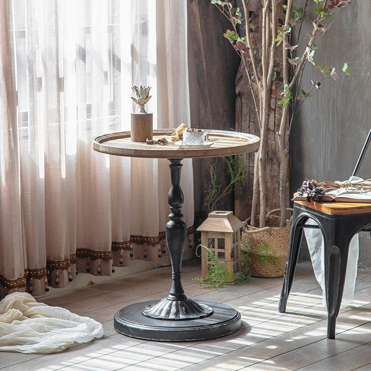 French Country Stylepedestal Base Design Circular Old Solid Wood Table Side Table