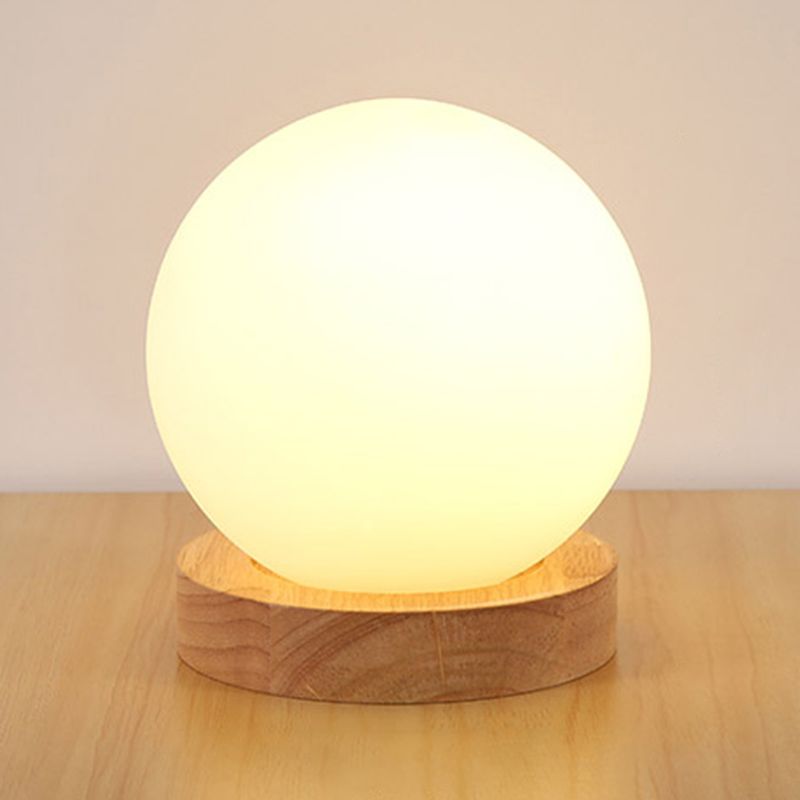 Modern Night Table Lamps 1-Light Nightstand Lights with White Glass Shade for Bedroom