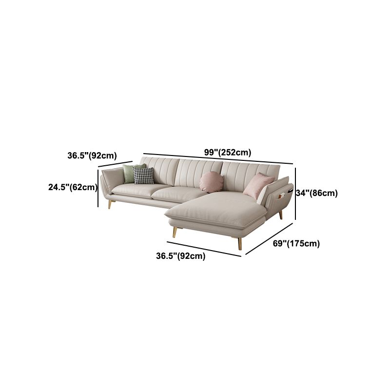 Scandinavian Faux Leather Sofa with Storage, Flared Arm Sofa with Pillows