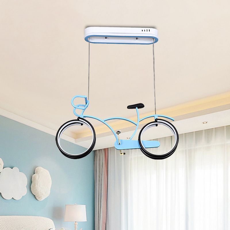 Suspended Road Bike Metal LED Flushmount Kid Silver/Blue/Pink Flush Mount Ceiling Lamp for Child Room