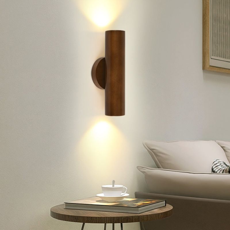 Contemporary Wood Wall Light Cylinder Lighting for Living Room