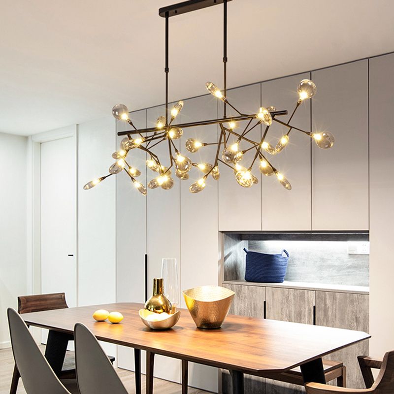 Firewcord Shape Island Lights Modern Style Acrylic Metal Chandelier Lights For Dining Room