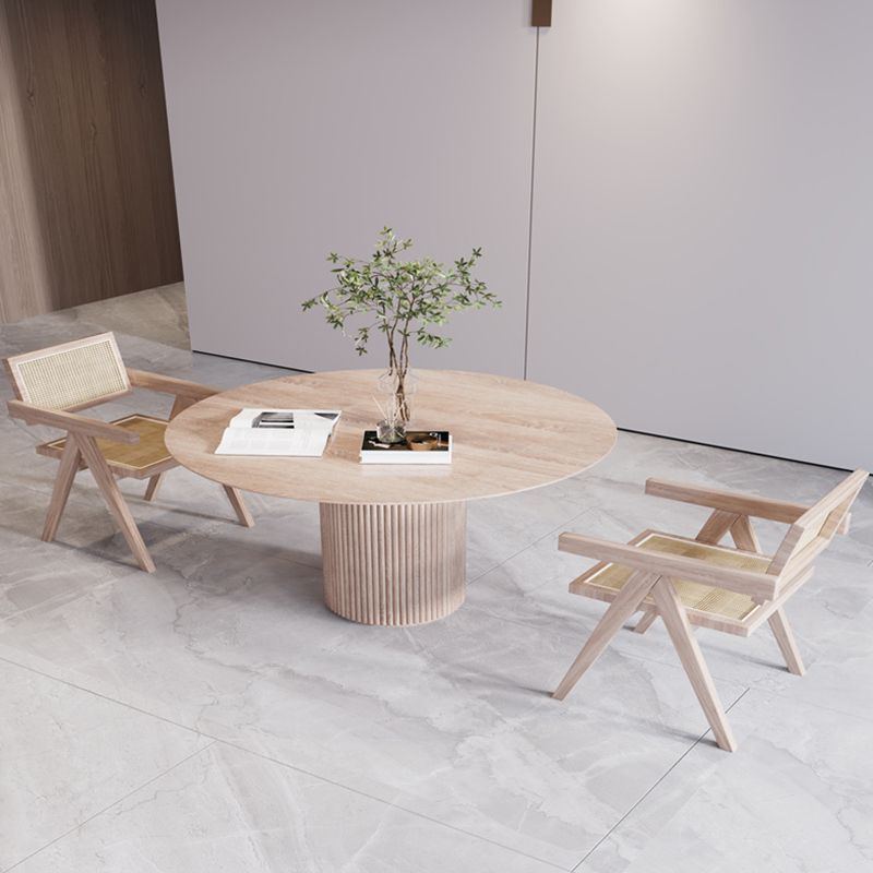 Solide houten ronde tafel voor restaurant moderne houten tafel met voetstukbasis