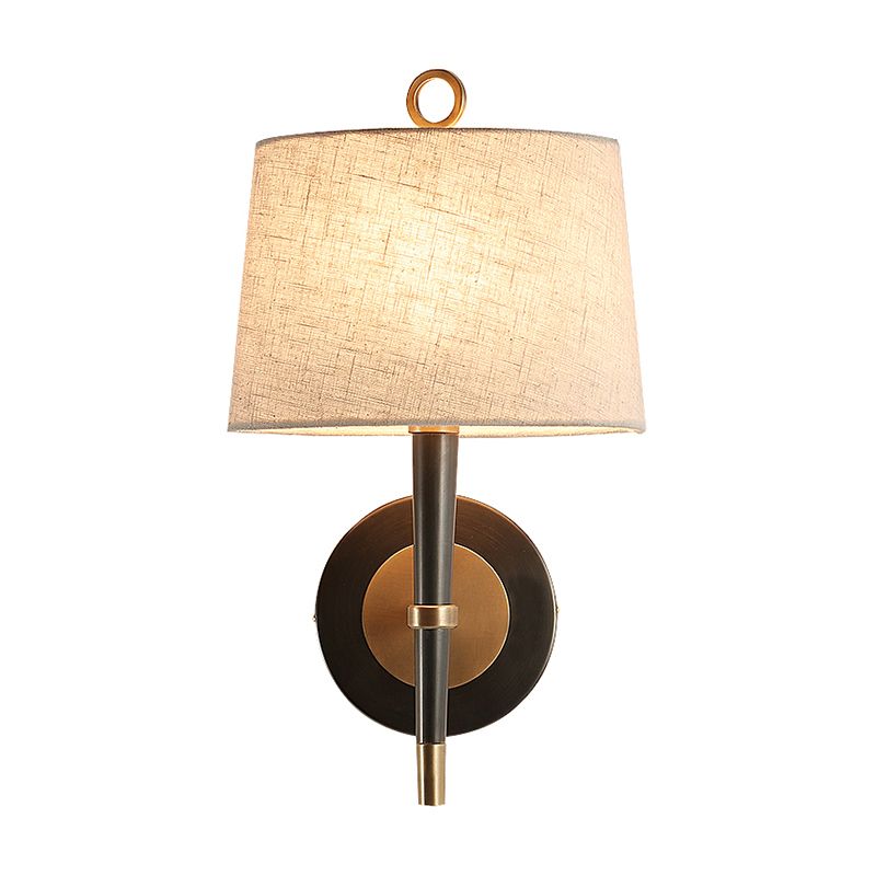 Fabric Taper Wall Mounted Lamp Minimalism Black-Brass Wall Sconce Light for Corridor
