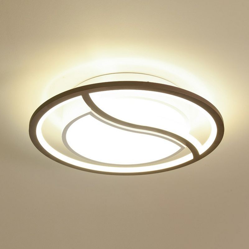 Geometric Living Room LED Flush Mount Acrylic Modern Flushmount Ceiling Light in Coffee