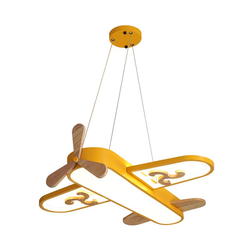 Plane Shape Down Lighting Pendant Modern Metal LED Yellow Chandelier Light Fixture for Child Room