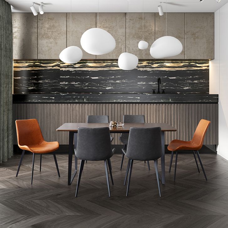 Mesa de forma rectangular marrón industrial Mesa de comedor estándar de madera para cocina