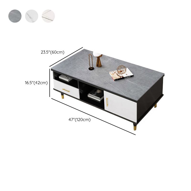 Slate Coffee or End Table with Storage Drawers Contemporary 4 Legs