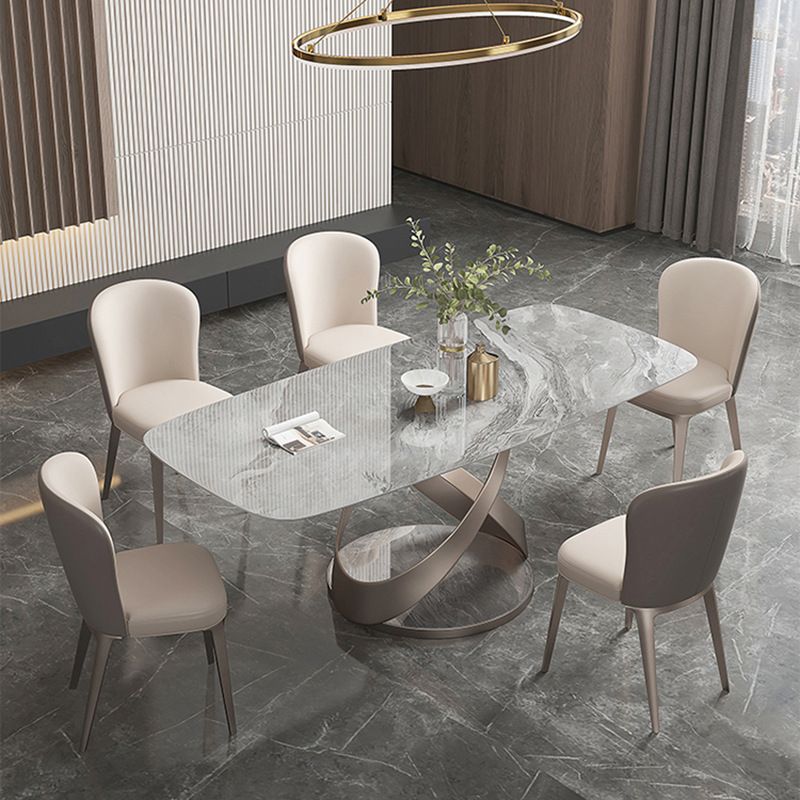 1/4/5/6/7 Pcs Metal Glam Dining Room Set with Rectangle Table Dinette Set