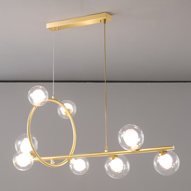 Modern Creative Style Hanging Lamp Gold Glass Island Light Fixture for Dining Room