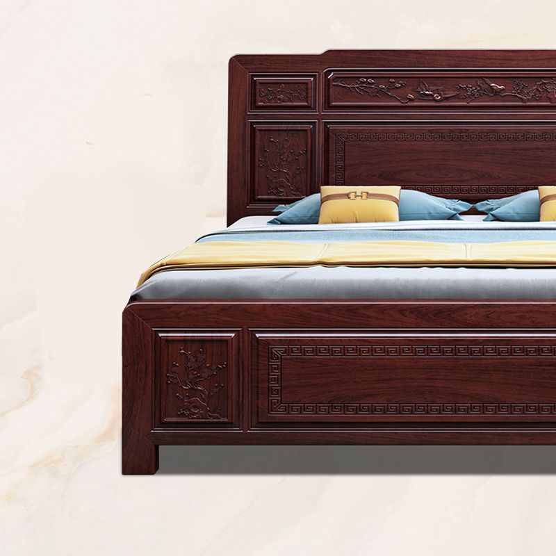 Solid Wood Panel Bed Traditional with Headboard Standard Bed Rectangular