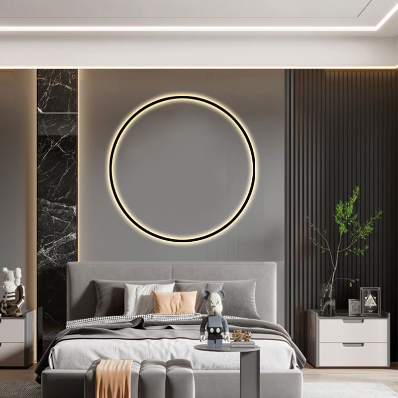Zwart minimalisme Ronde lijnen LED Wall Lamp Noordse stijl Aluminium SCONCE Licht voor woonkamer