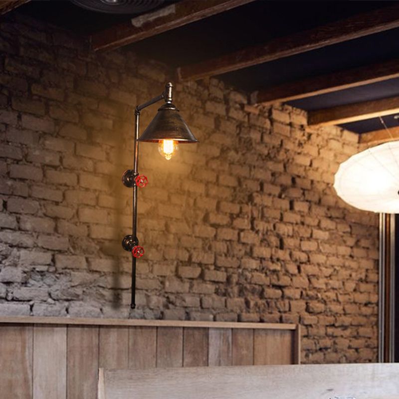 1 Lampada montata a parete di cono leggero in stile industriale in metallo sconce