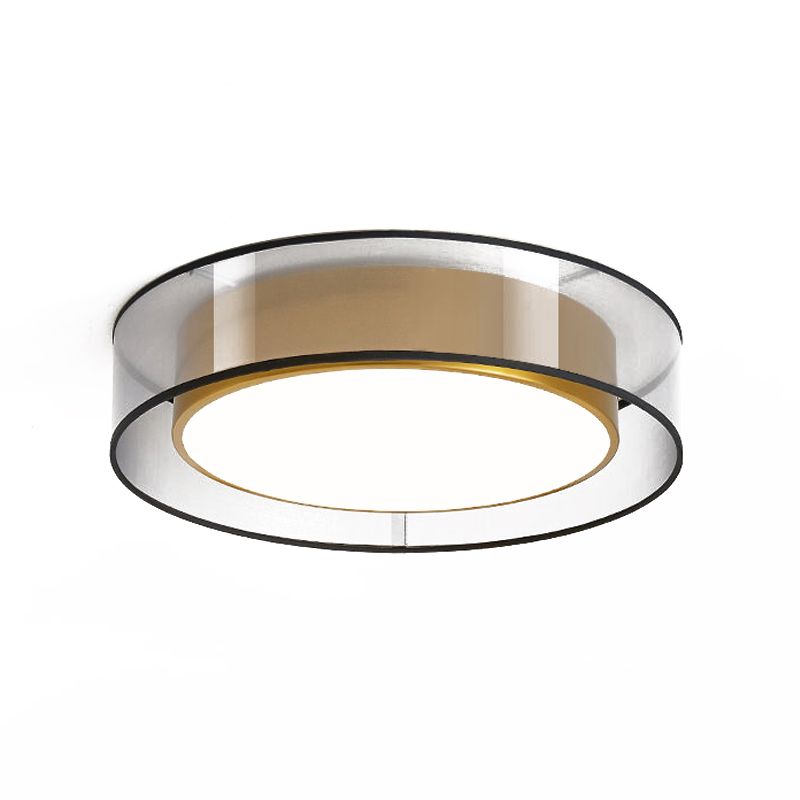 Interior LED Flush - Mount in Black and Gold Finish Round Iron & Plastic Ceiling Flush