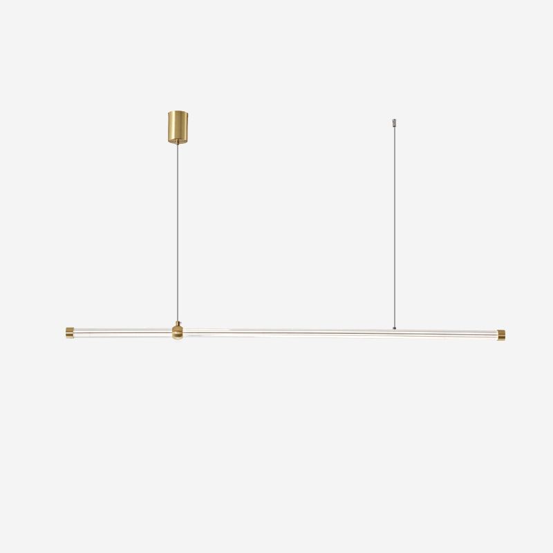 Linear LED Hanging Lamp Minimalism Island Light Fixture with Acrylic Shade for Dining Room