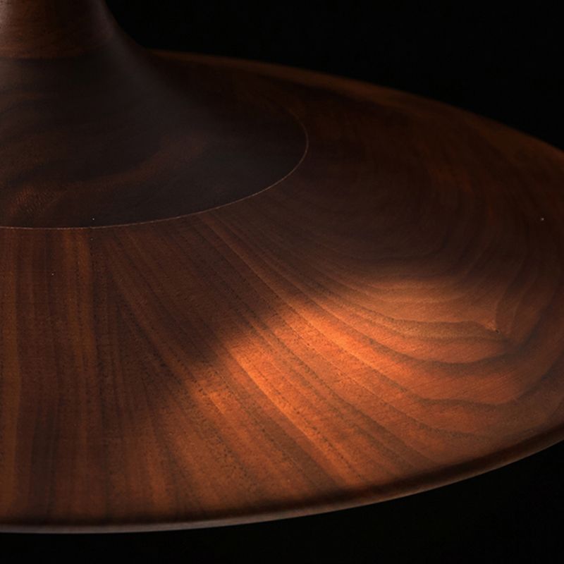 Modern Hanging Light Wooden Shade Pendent Light Fixture for Sitting Room