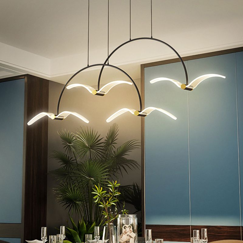 Illuminazione a pendente lineare moderna illuminazione lampadario metallo 2 luci isola luminosa in nero