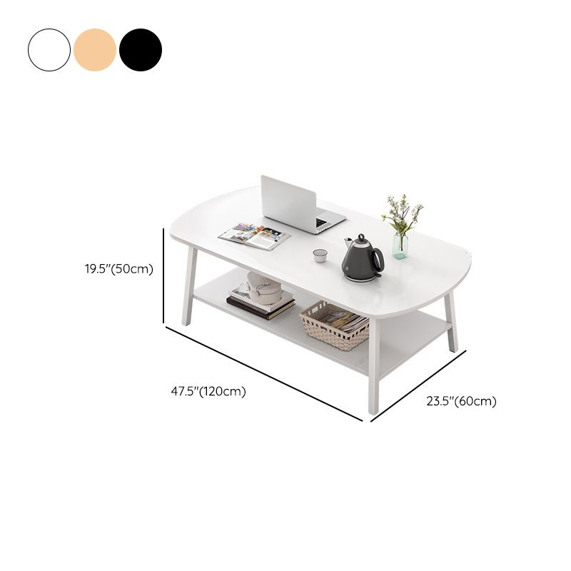 19"H Contemporary Coffee Table Wooden Coffee Cocktail Table with Storage