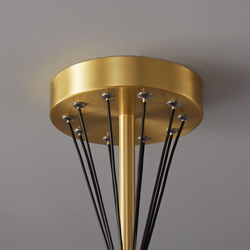 Lattice Glass Ball Chandelier Postmodern Style Brass Ceiling Light for Living Room