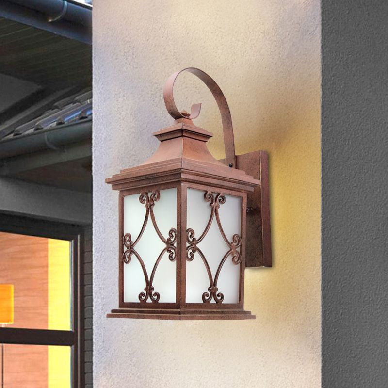 Lodge Birdcage Wandleuchte, einflammige Wandleuchte in Kaffeebraun für den Garten