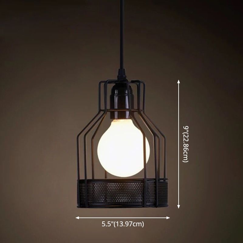 1 licht gekooide hangende verlichtingsarmaturen retro industriële stijl metallic hangende hanglampen voor bar