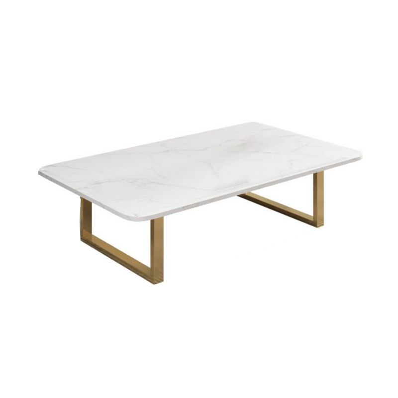 Glam Slate Rectangle Coffee Table with Golden Sled Base Coffee Table Set