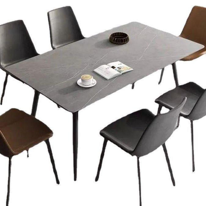Contemporary Rectangle Dining Table Sintered Stone Table with 4 Legs for Home Kitchen Dinner