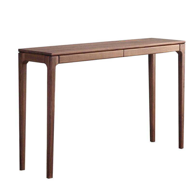 Mid-Century Modern Sofa Table 4 Legs Wood Rectangle Storage Walnut Console Table