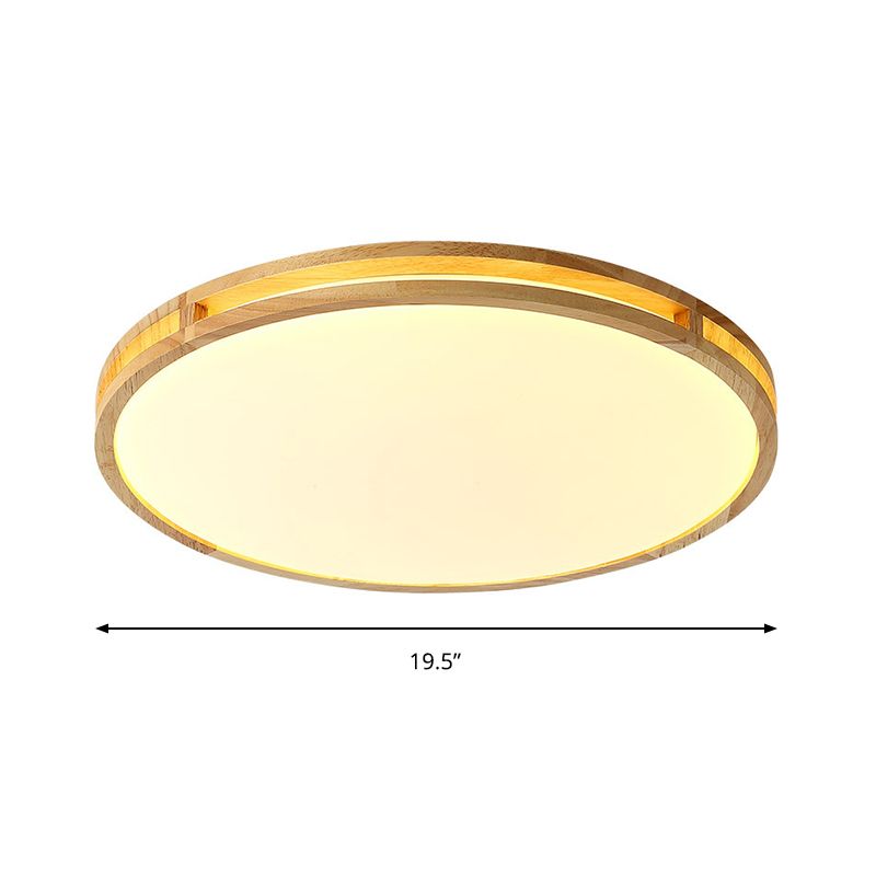 14 "/16" /19.5 " Dia Cerchio Flush Montaggio Legno Beige LED Flush Montaggio Lampada con Acrylic Diffuser