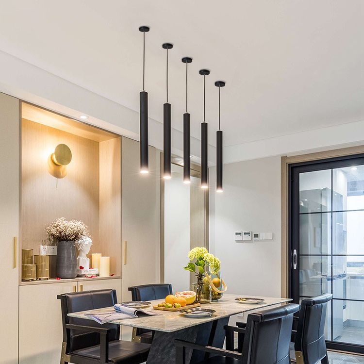 Nordische moderne minimalistische Linie Pendelleisen Iron 1 Licht in Schwarz für Wohnzimmer Hintergrund Wand