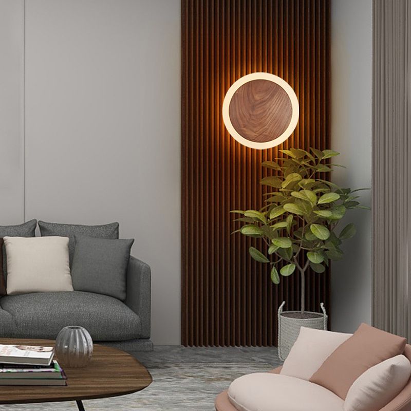 Geometric Shape Wood Wall Light Fixture Modern Style Wall Lamp for Living Room