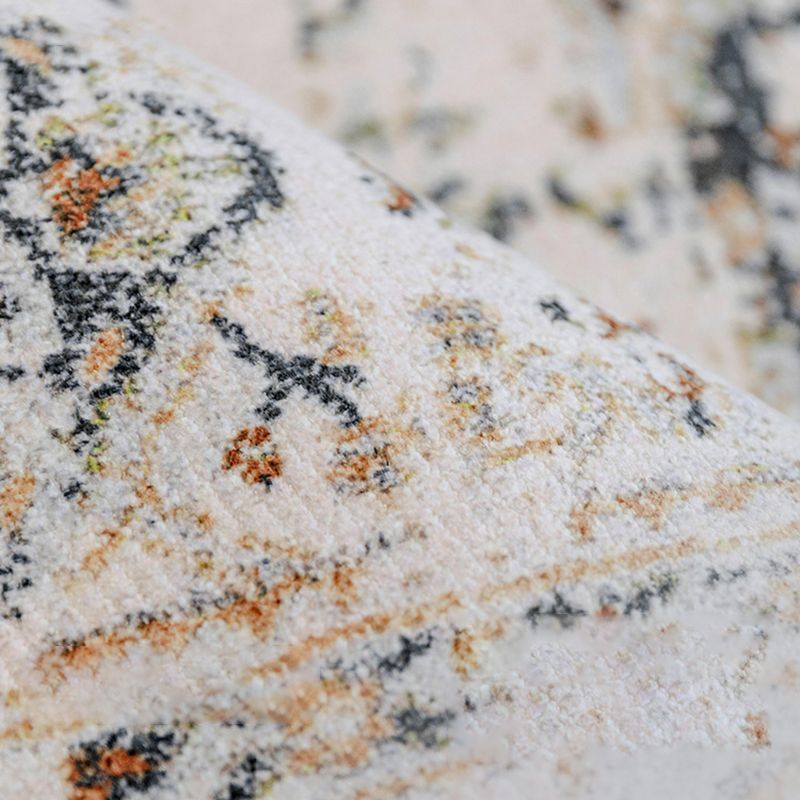 White Plant Pattern Area Carpet Polyester Bohemian Area Rug Easy Care Washable Rug for Home Decor