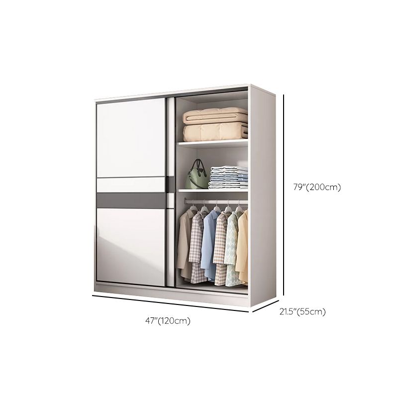 Engineered Wood Wardrobe Armoire White Wardrobe Cabinet with Soft Close Doors