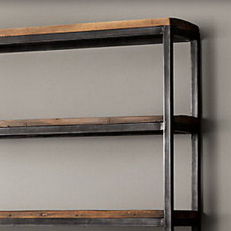 Wooden Etagere Bookcase Industrial Open Back Bookshelf with Shelves