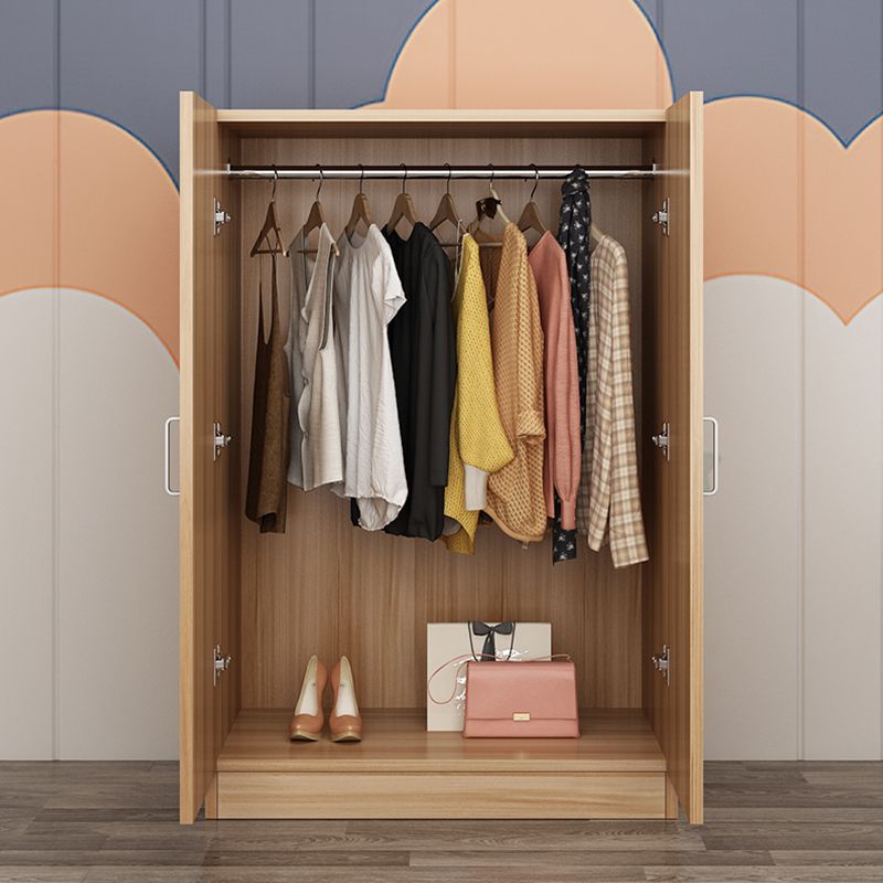 2 Door Modern and Contemporary Armoire Wood 4-shelf Wardrobe