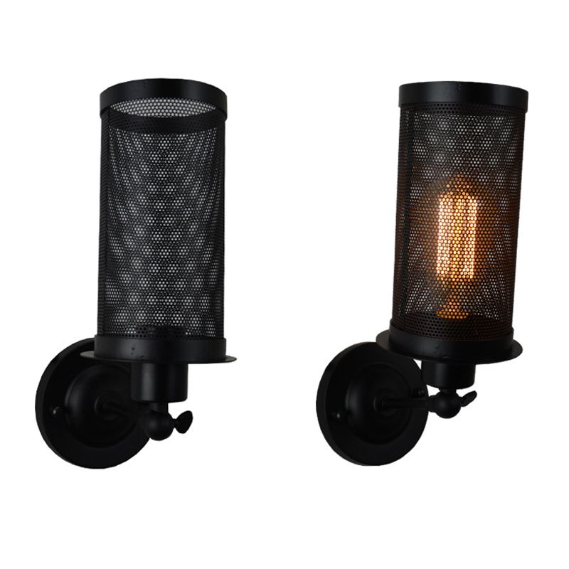 Lampe murale en mailles en fil noir