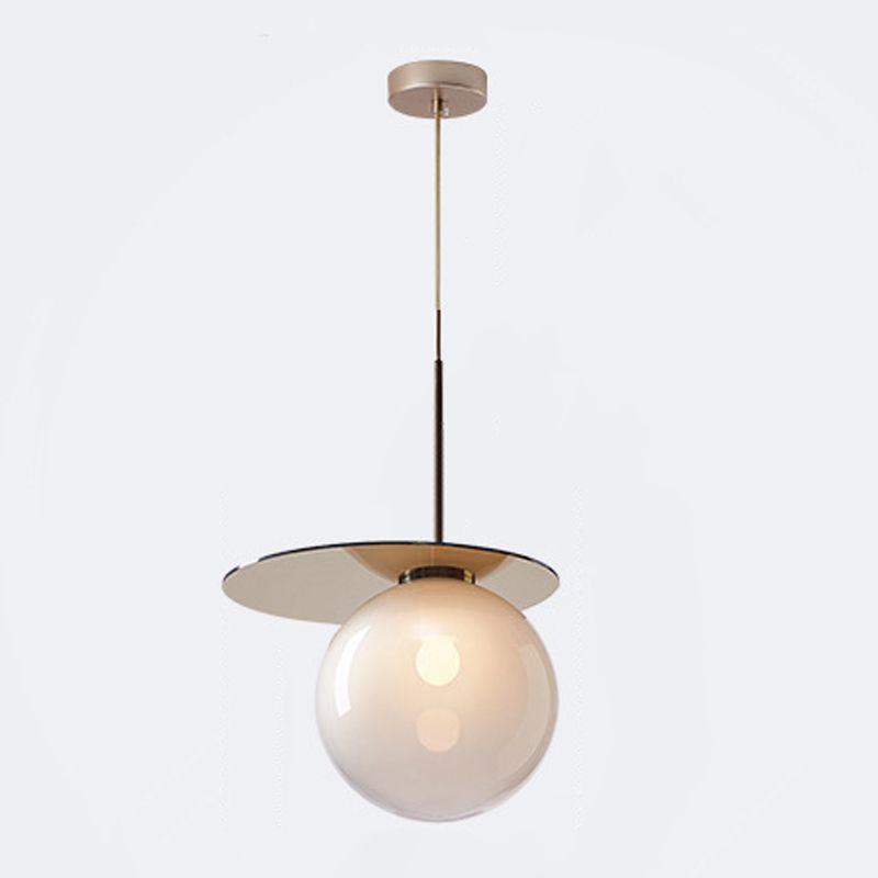 Nordic 1-Light Ceiling Pendant Light Glass Spherical Hanging Lamp for Living Room