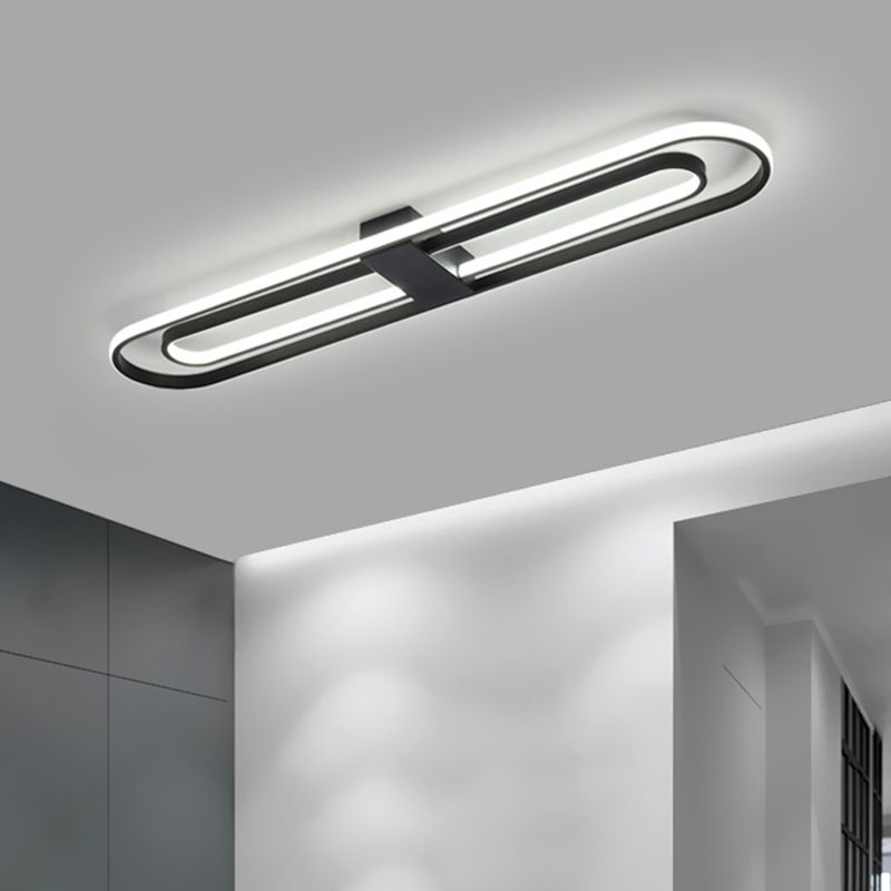Plafonnier encastré à LED métallique moderne à double rectangle noir, 16"/23,5"/31,5" de large (la personnalisation sera de 7 jours)