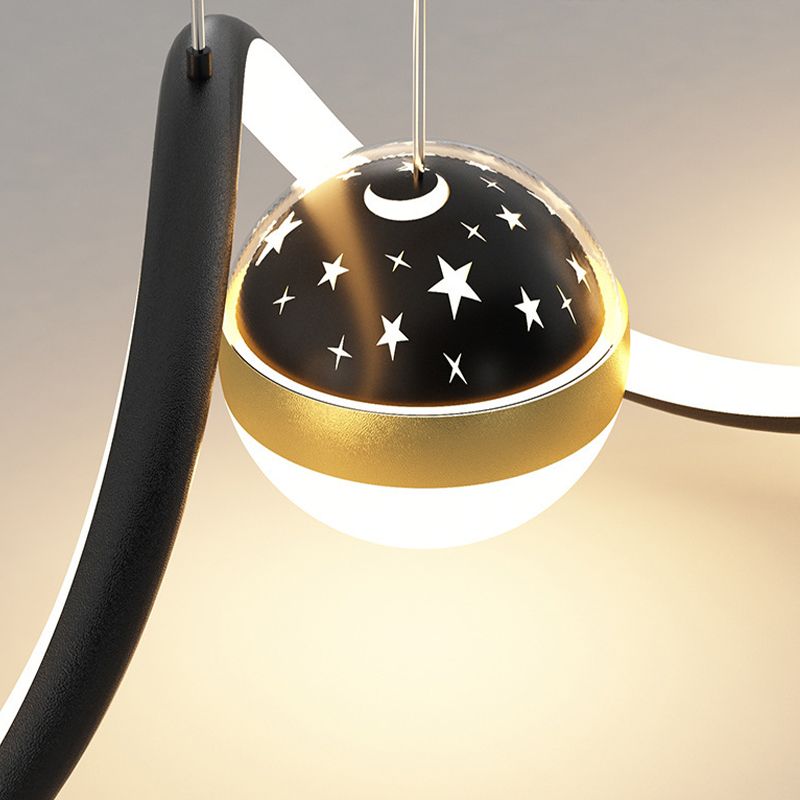 2 Ball Shade Kitchen Island Fixture Metal and Glass LED Pendant Fixture for Dining Room
