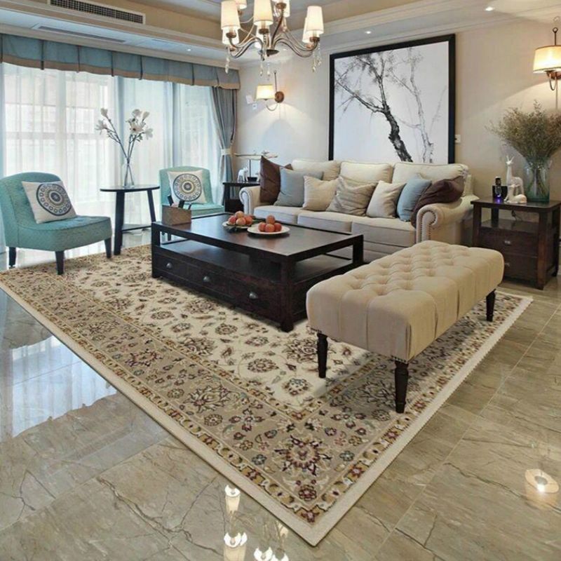 Special Vintage Rug Orange Graphic Area Rug Non-Slip Backing Rug for Drawing Room