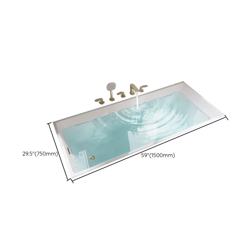 Modern Acrylic Rectangle Embedded with Drain Bath Tub and Overflow Hole